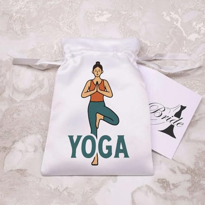 Azeeda 20cm 'Yoga Pose Meditation' Satin Drawstring Bag/Pouch (SB00124943)