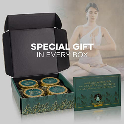 Meditation Candles with Crystals | Natural Aromatherapy Candles for Relaxation & Healing | Stress Relief Candles for Yoga, Meditation & Self Care | 5oz Each 4 Pack Gift Set