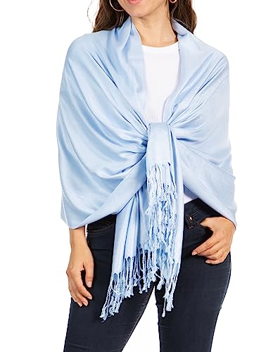 Sakkas 78" X 28" Rayon from Bamboo Soft Solid Pashmina Feel Shawl/Wrap/Stole - color: Baby Blue