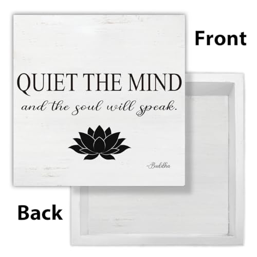 Zen Decor, Spiritual Decor, Farmhouse Quiet the Mind Wooden Sign Home Zen Office Meditation Room Shelf Table Wall Desk Decorations 5×5 Inches