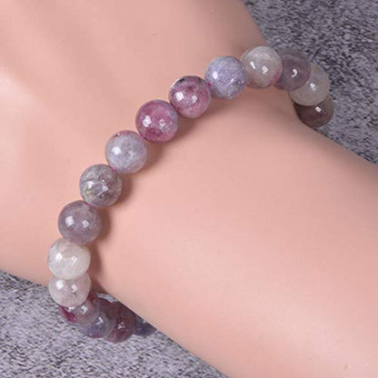 Justinstones Gem Semi Precious Gemstone 8mm Round Beads Stretch Bracelet 7 Inch Unisex - color: Pink Tourmaline