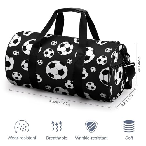 Soccer Balls Football Cylindrical Portable Fitness Bag, Large Capacity Handbag - color: soccer balls football