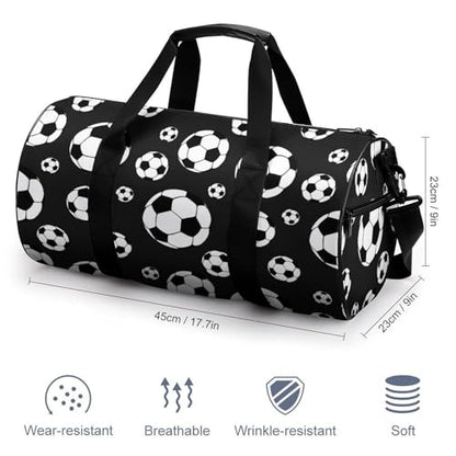 Soccer Balls Football Cylindrical Portable Fitness Bag, Large Capacity Handbag - color: soccer balls football