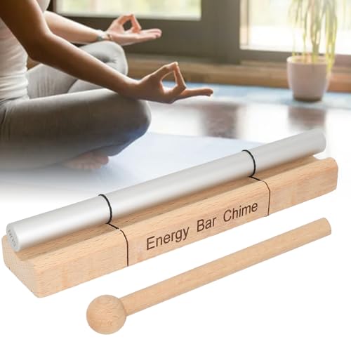 Single Tone Energy Chime for Mindfulness Meditation, Solo Hand Chime with Mallet, Cherry Wood and Aluminum Alloy Sound Healing Bell for Yoga Prayer Stress Relief (Sun)