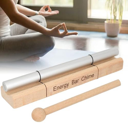 Single Tone Energy Chime for Mindfulness Meditation, Solo Hand Chime with Mallet, Cherry Wood and Aluminum Alloy Sound Healing Bell for Yoga Prayer Stress Relief (Sun)