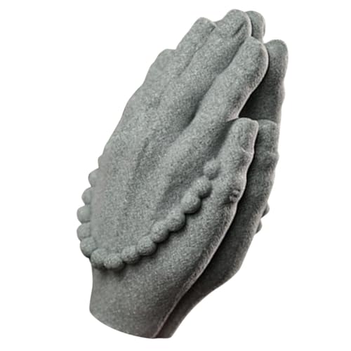 Sandstone Hand Figurine with Buddha Beads, Small Zen Meditation Sculpture for Home Décor, Retro Tabletop Sandstone Craft Accent for Living Room and Tea Ceremony