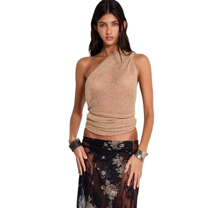Women Sheer Poncho Top Summer Knit See Through Shrug Sweater Shawl Wrap Beach Cover Up KCSST001 - color: Camel