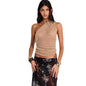 Women Sheer Poncho Top Summer Knit See Through Shrug Sweater Shawl Wrap Beach Cover Up KCSST001 - color: Camel