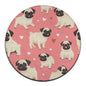 Room Sofa Yoga Soft Round Carpet, Modern Round Area Rug, Non-Slip Machine Washable Kitchen Office Circle Rug Compatible with Funny Cartoon Pugs Puppy Pink 24inch(60cm) - color: Color716, size: 24inch(60cm)