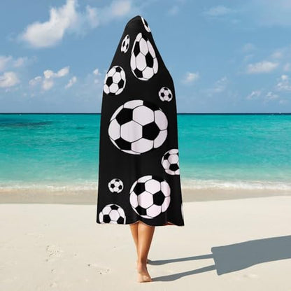 Soccer Balls Football Large Size Comfortable Hooded Blanket, Warm Blanket 40"x50" - color: Soccer Balls Football, size: 40"x50"