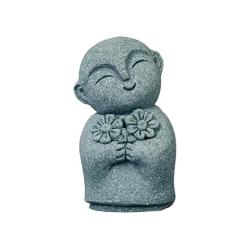 Mini Monk Buddha Statue Sandstone Statues Zen Monk Praying Statue Sculptures for Wealth Good Luck Feng Shui Decor Home Fish Tank Aquarium Garden (Style 12) - style: Style 12