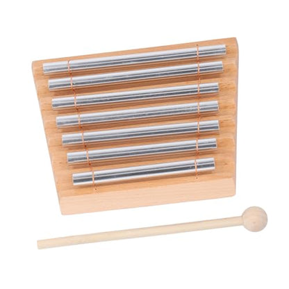 Focket 7 Tone Hand Chime, Bright Tones Aluminum Alloy and Beech Wood Meditation Chime, Percussion Instrument with Wooden Mallet for Yoga Meditation Classroom Mindfulness Practice