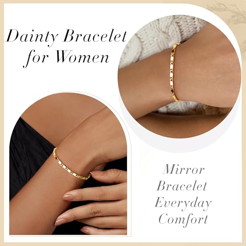 3mm Diamond Classic Tennis Bracelet for Women Dainty, Gold Jesus Cross Bracelets Trendy, 14K Gold Plated Heart/Evil Eye/Pearl/Starfish & Seashell Charm Bracelets for Women Bulk - style: Mirror-Gold