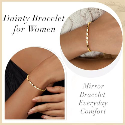 3mm Diamond Classic Tennis Bracelet for Women Dainty, Gold Jesus Cross Bracelets Trendy, 14K Gold Plated Heart/Evil Eye/Pearl/Starfish & Seashell Charm Bracelets for Women Bulk - style: Mirror-Gold