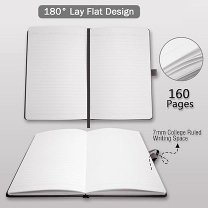 Heture Hardcover Notebooks, A5 Lined Journals Notebook for Writing 160 Pages, 8.2 x 5.5 inch, Classic Ruled Notebooks for College/Work/Travel (Lined-3 Pack, Black) - color: Black, style: Lined-3 Pack