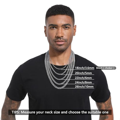Chain for Men Stainless Steel Cuban Link Chain Necklace Silver Toned Mens Necklaces 18, 20, 22, 24, 26 Inch - size: 18 Inches, style: 3.6mm width-stainless steel