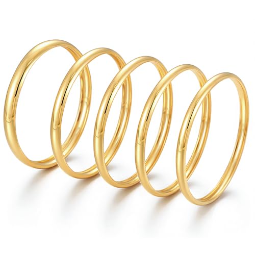Chunky Gold Bangle Bracelets for Women, Dainty 14k Gold Plated Big Stackable Bangles Set, Trendy Statement Cuff Bracelet Stack Fashion Jewelry Gifts - style: 5 Gold african bangles
