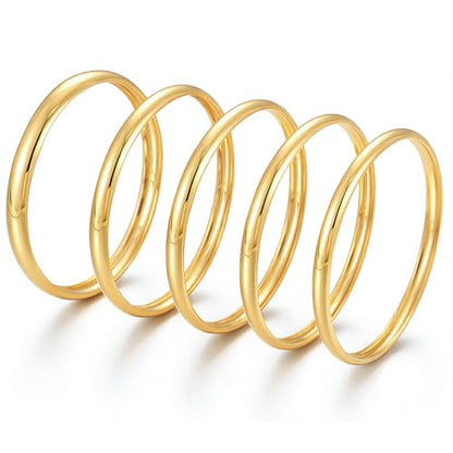 Chunky Gold Bangle Bracelets for Women, Dainty 14k Gold Plated Big Stackable Bangles Set, Trendy Statement Cuff Bracelet Stack Fashion Jewelry Gifts - style: 5 Gold african bangles