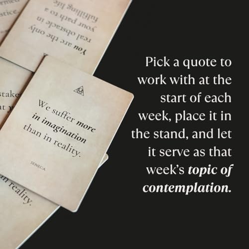 The Philosopher’s Deck - 52 Daily Stoic Motivational Cards with Display Stand and Journal Prompts Designed for Personal Growth, Gifts for Men and Women, Perfect Office Decor for Men