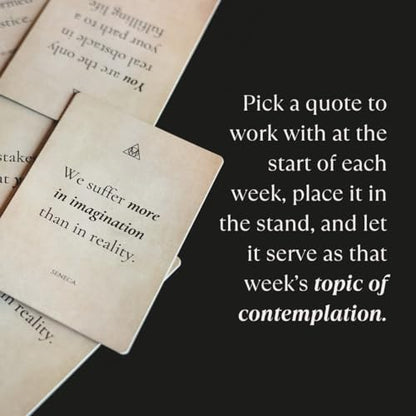 The Philosopher’s Deck - 52 Daily Stoic Motivational Cards with Display Stand and Journal Prompts Designed for Personal Growth, Gifts for Men and Women, Perfect Office Decor for Men