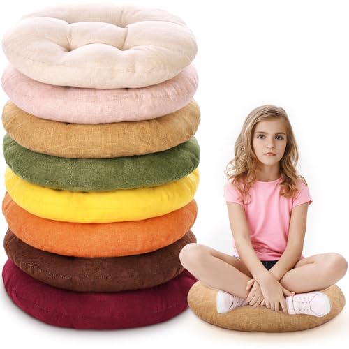 Fumete 8 Pcs 16 Inch Round Floor Cushions for Kids and Toddlers, Flexible Seating Classroom Furniture Floor Pillow for Home, Daycare, Preschool, Yoga and Meditation (Warm Earthy Tones) - color: Warm Earthy Tones
