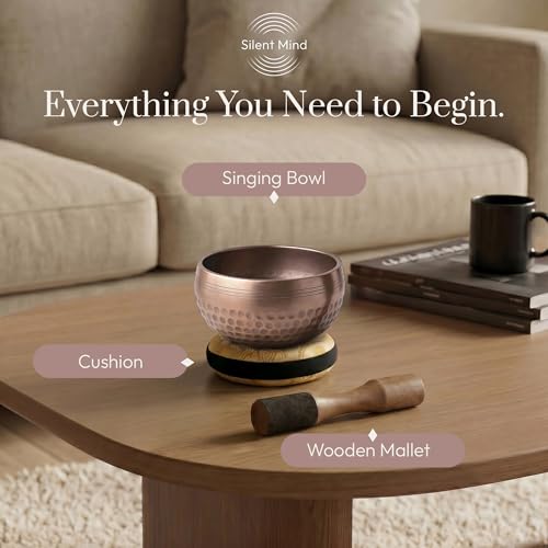Tibetan Singing Bowl Set – Easy to Play & Beginner Friendly Meditation Bowl with Cushion & Mallet | Stress Relief & Mindfulness | Gift-Ready