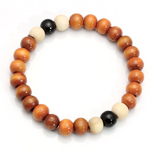 MILAKOO 4Pcs 8mm Wood Beaded Bracelet for Men Buddha Bracelet Elastic Rope