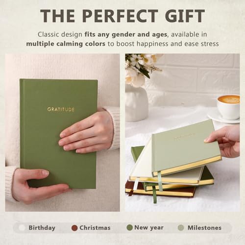 Gratitude Journal Daily Self Care Affirmations Gift for Christmas Birthday Fathers Day Christian Positive Journal Gifts for Friends Dad Mom Cowrker Employee(Dark Green,Minimalist)