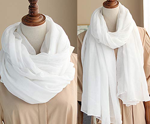 Women's Cotton Scarves Lady Light Soft Fashion Solid Scarf Wrap Shawl - color: White