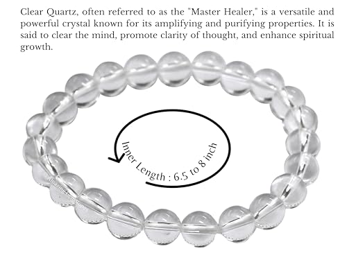 Amazing Gemstone Crystal Bracelet for Women Men's Gifts - Protection Healing Crystal Bracelet - 8mm Gemstone Beaded Stretchable Bracelet Pulseras Para Hombres Mujer Stocking Stuffers Mothers Day Gift (Clear Quartz) - color: Clear Quartz