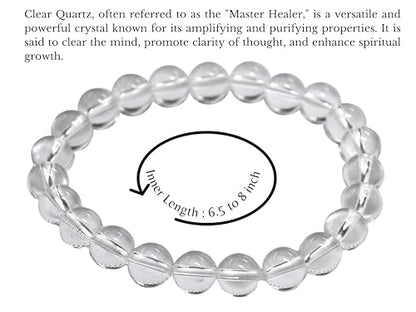 Amazing Gemstone Crystal Bracelet for Women Men's Gifts - Protection Healing Crystal Bracelet - 8mm Gemstone Beaded Stretchable Bracelet Pulseras Para Hombres Mujer Stocking Stuffers Mothers Day Gift (Clear Quartz) - color: Clear Quartz