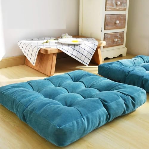 Floor Pillow Cushion,22 x 22 Inch Square Meditation Pillow for Seating on Floor,Solid Thick Tufted Seat Cushion Meditation Cushion for Yoga Living Room Sofa Balcony(55x55cm(22x22in), B) - color: B