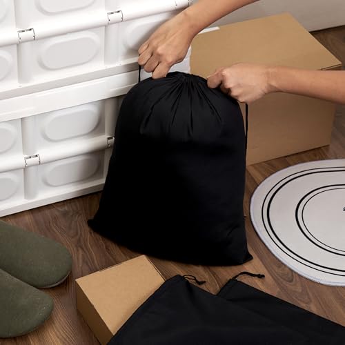 PALTERWEAR Black Cotton Drawstring Bags, Reusable Quality with Double String, For Pantry Gifts Kitchen - Pack of 6 (Black Cotton Blend, 9 x 12 Inch) - color: Black Cotton Blend, size: 9 x 12 Inch