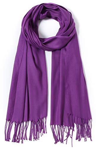 Cindy & Wendy Pashmina Shawls and Wraps Scarf for Women Soft Large Winter Shawl for Evening Dress Wedding Party - color: Purple