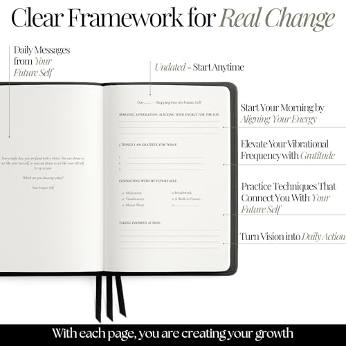 Becoming Your Future Self Manifestation Journal - Guided Daily Planner & Gratitude Journal for Women & Men - 63-Day Practical and Motivational Daily Journal