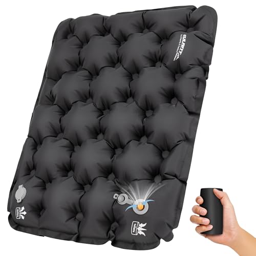 EULANT Inflatable Seat Cushion Lightweight Compact Stadium Seat Pad Camping Travel Air Seat Cushion for Airplane Hiking Bleachers Office Home Sports Events(Black) - color: Black