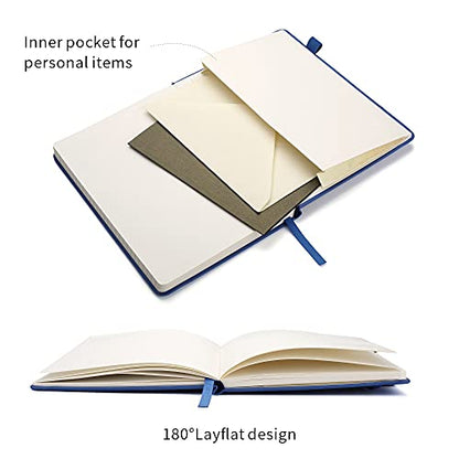 Lined Journal Notebooks with Pen Loop, Hardcover Notebook Journal for Work, 100Gsm Premium Thick Paper with Inner Pocket, Medium 5.7"x8.4", （Blue, Ruled） - color: Blue
