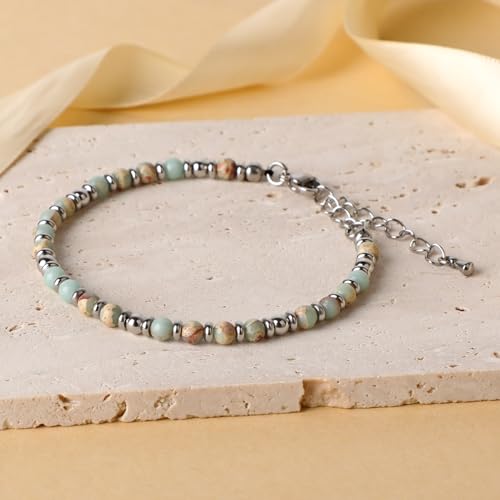 LPBeads Beaded Bracelets for Women Energy Gemstone Charm Jewelry Adjustable Bracelet Gifts for Mom, Daughter, Wife, Friends, Bestie - color: Imperial Jasper
