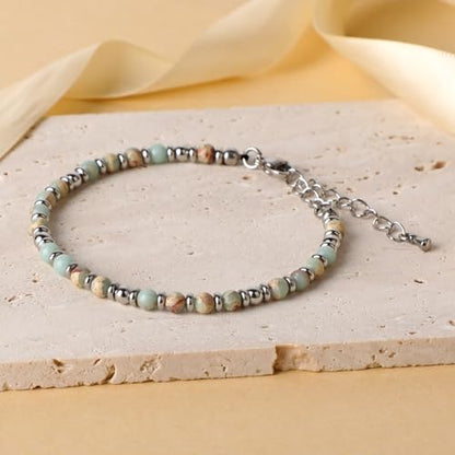 LPBeads Beaded Bracelets for Women Energy Gemstone Charm Jewelry Adjustable Bracelet Gifts for Mom, Daughter, Wife, Friends, Bestie - color: Imperial Jasper