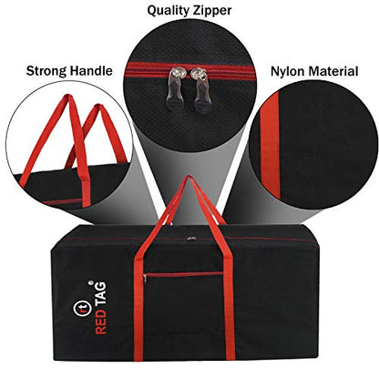 Storite Moisture Proof Heavy Duty 1680 Denier Nylon Multi-Purpose 236 L Extra Large Toys Storage Bag/Stationery Paper/Blankets/Clothes Storage Bag For Travel (Red Black, 113x39.5x53 cm) Rectangular