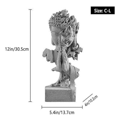 livelyfish Meditating Buddha Statue Zen Garden Statues Sandstone Thinker Buddha Sculpture Figurine for Fish Tank Aquarium Home Decorations, Gift (C-Large) - size: C-Large
