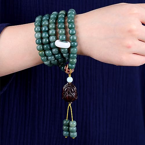 Natural Bodhi Seeds 108 Mala Beads Bracelet for Women Buddhist Prayer Beads Necklace with Praying Hands