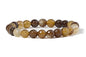 Cherry Tree Collection Gemstone Beaded Stretch Bracelet 8mm Round Beads 7" - color: Chocolate Faceted Agate