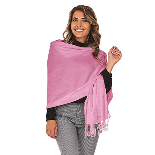 Shawl Wrap for Women Large Pashmina Scarf Evening Dress Bridesmaid Wedding Bridal - color: Light Pink