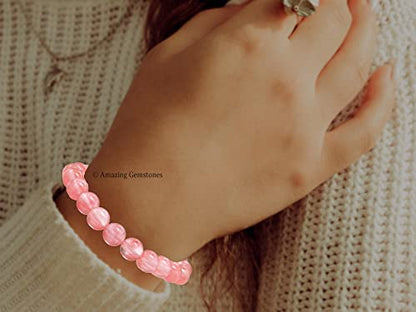Amazing Gemstone Crystal Bracelet for Women Men's Gifts - Protection Healing Crystal Bracelet - 8mm Gemstone Beaded Stretchable Bracelet Pulseras Para Hombres Mujer Stocking Stuffers Mothers Day Gift (Cherry Quartz) - color: Cherry Quartz