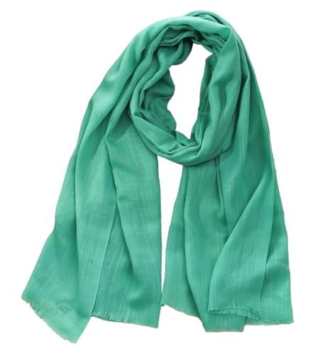 Women's Cotton Scarves Lady Light Soft Fashion Solid Scarf Wrap Shawl - color: Green Grass Color