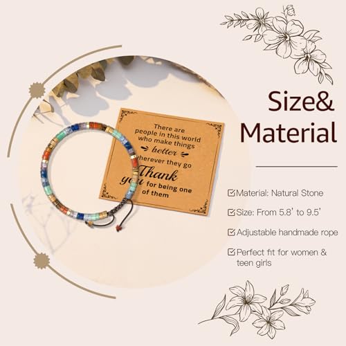 Thank You Gifts for Women: Teacher Appreciation Office Gifts for Coworkers Employee Boss Lady Manager Colleague Natural Stone Bracelet - color: Rainbow-BETTER