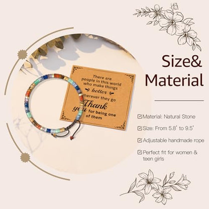 Thank You Gifts for Women: Teacher Appreciation Office Gifts for Coworkers Employee Boss Lady Manager Colleague Natural Stone Bracelet - color: Rainbow-BETTER