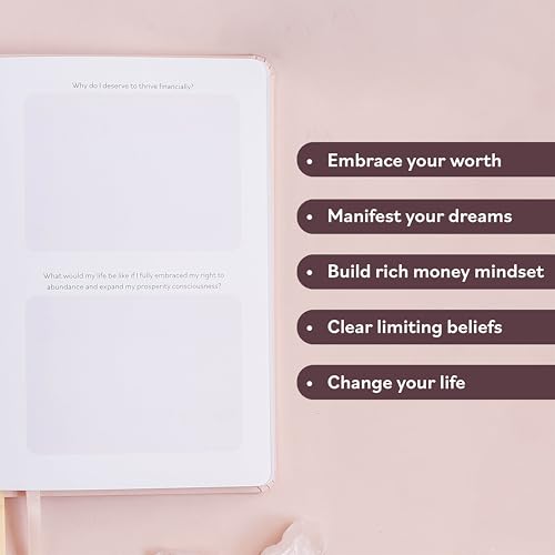 Manifestation Journal - Worthy of Abundance - Manifest Rich Life, Develop Millionaire Money Mindset - Daily Guided Gratitude Luxury Miracle Planner with Prompts for Women & Men Gift - color: Pink