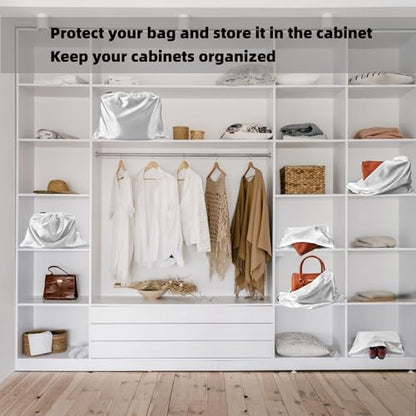 12 Pack Dust Bags for Handbags, Silk Cloth Bag With Drawstring Large Travel Storage Pouch for Handbag Purse Shoes Boots - color: 12 Pack White